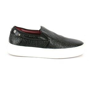 MAJE Finyl cracked leather studded slip on low top shiny black sneakers 38 NEW